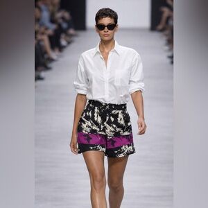 ALEXANDER WANG Runway Geometric Bermuda Shorts Black White Purple Size 2